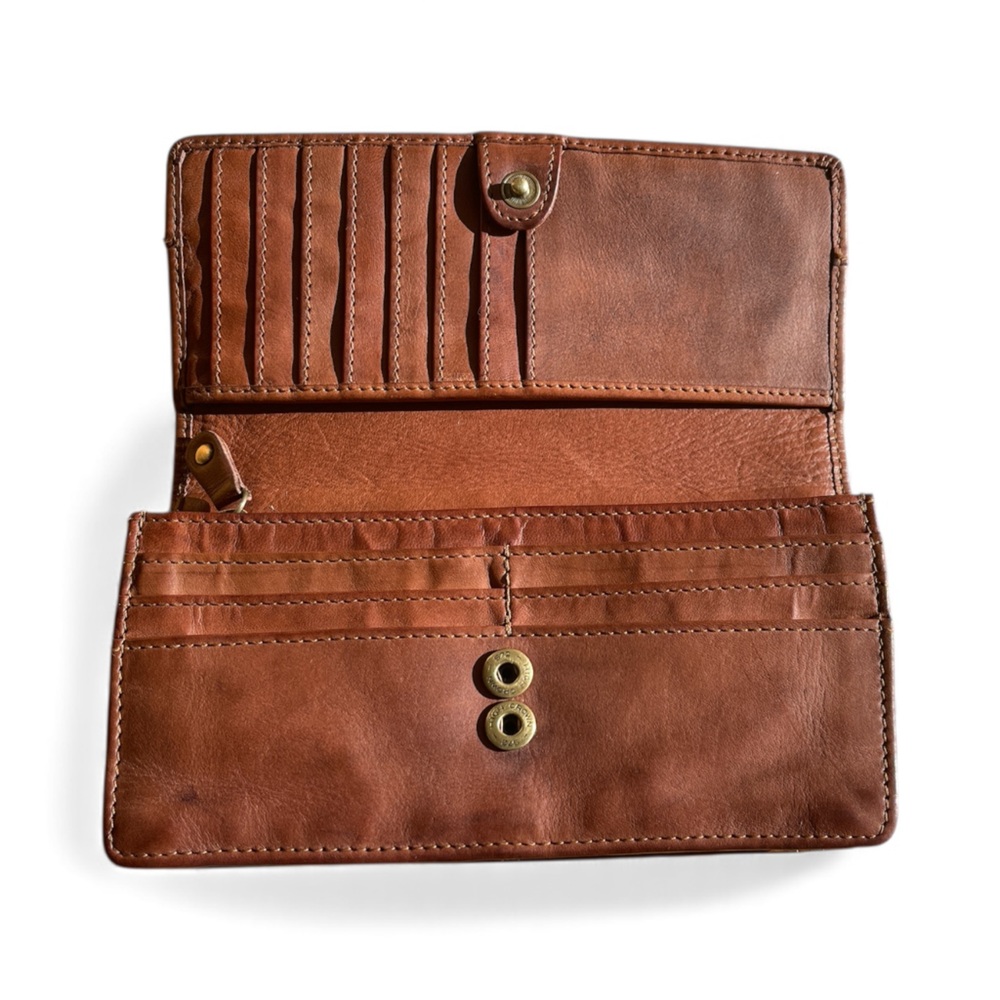 Brown Leather Clutch Wallet with Anchor Detail - Picture 4 of 14